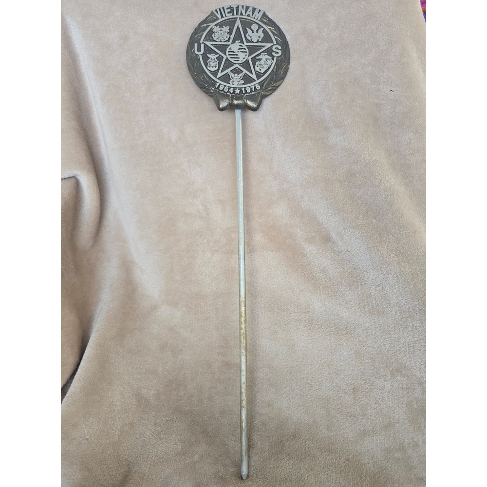 Vietnam War Veteran Grave Marker 1964-1975 Cast Metal US Military Stake Tribute